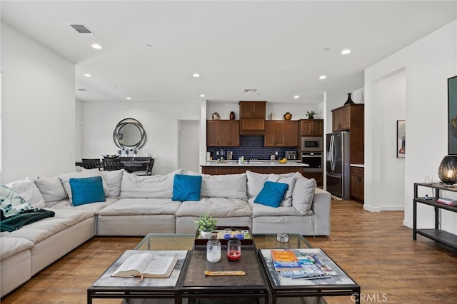 living room featuring light hardwood / wood-style floors