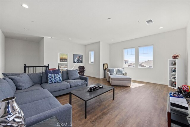 living room with hardwood / wood-style floors