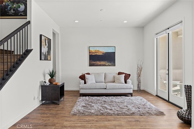 living room with hardwood / wood-style floors