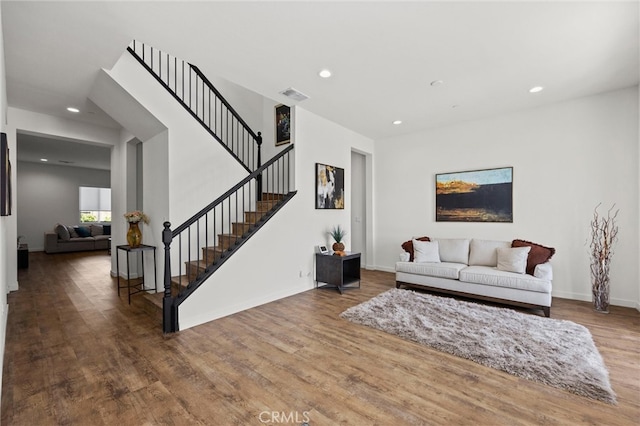 living room with hardwood / wood-style floors