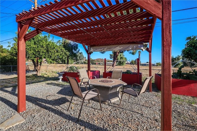 view of patio featuring a fire pit