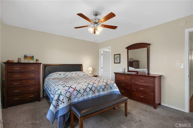 bedroom with carpet and ceiling fan