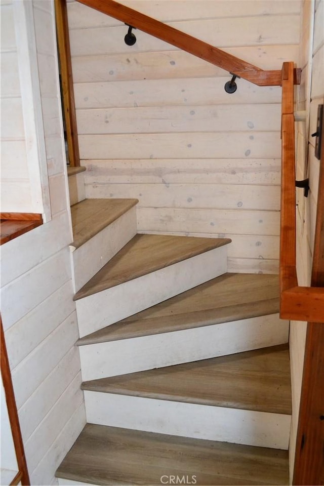 2204 Birchwood Way, Pine Mountain Club, CA 93222 - stairway with wooden walls and wood finished floors