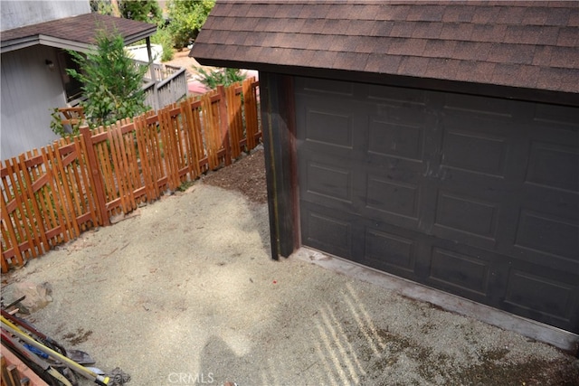 view of garage