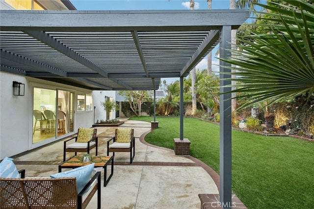 view of patio featuring a pergola