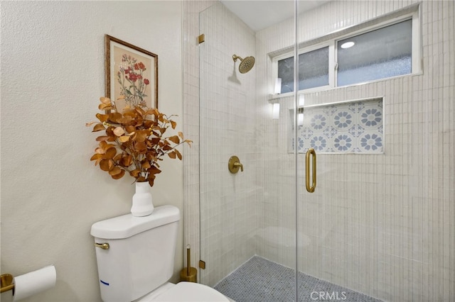 bathroom featuring toilet and walk in shower