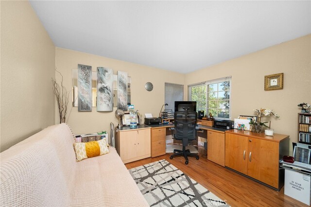 office area featuring light hardwood / wood-style floors