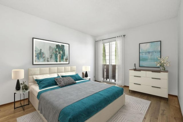 bedroom with dark wood-type flooring