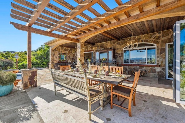 view of patio featuring a pergola