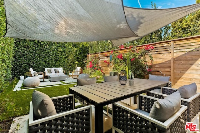 view of patio / terrace with an outdoor living space