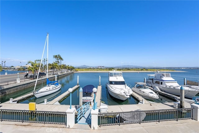 view of dock featuring a water view