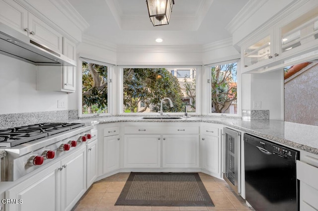 kitchen featuring white cabinets, dishwasher, a healthy amount of sunlight, and sink