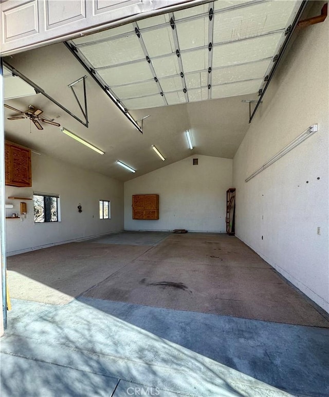 garage with ceiling fan