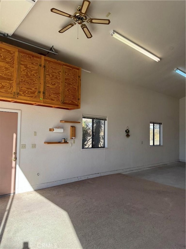 garage with ceiling fan