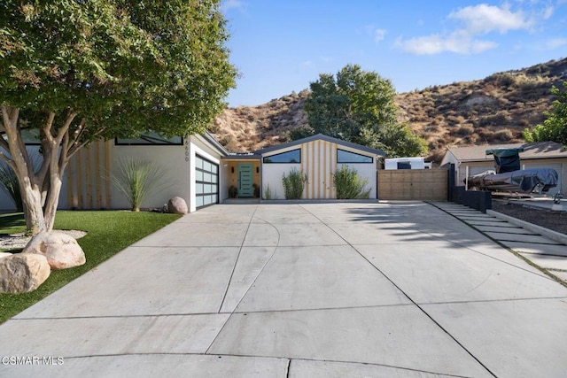 view of front of house with a mountain view