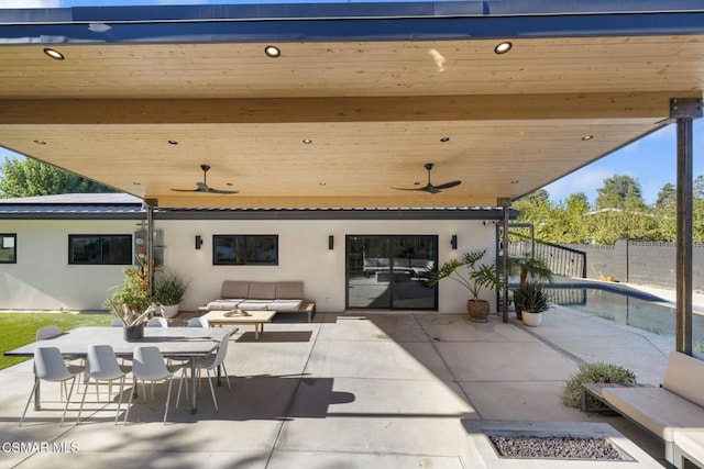 view of patio / terrace featuring outdoor lounge area and ceiling fan