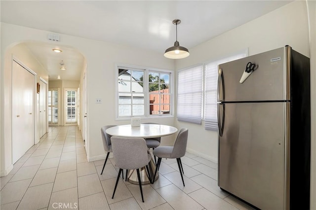 view of tiled dining space