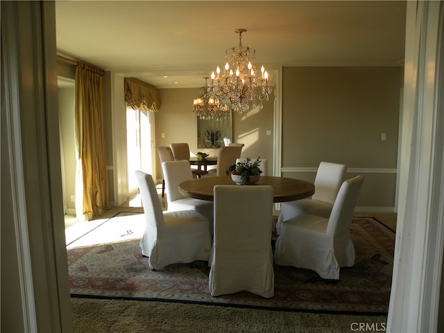 dining room with an inviting chandelier