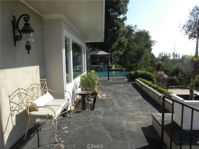 view of patio with a fenced in pool