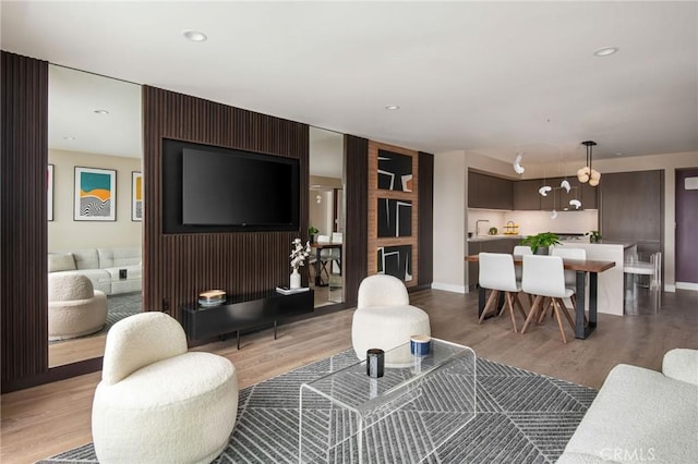 living room with wood-type flooring