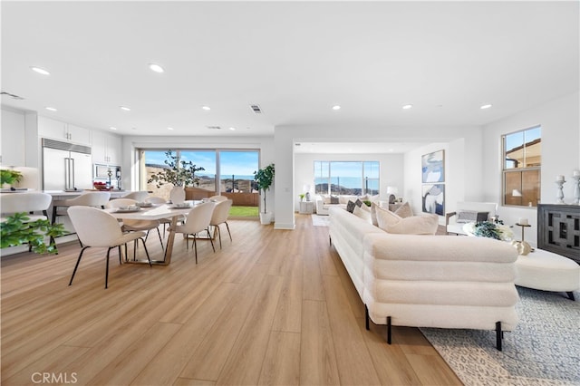 living room featuring light hardwood / wood-style floors