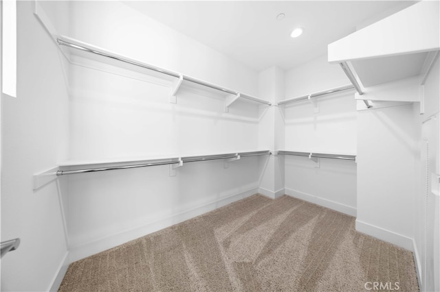 spacious closet featuring light carpet