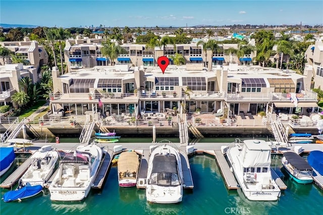 bird's eye view featuring a water view