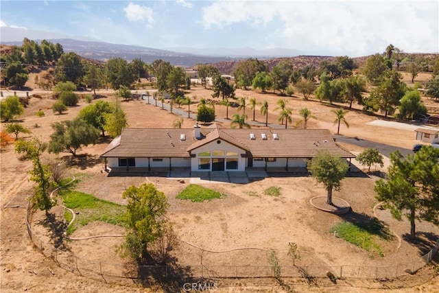 bird's eye view with a mountain view and a rural view