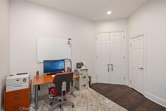 office featuring dark hardwood / wood-style flooring