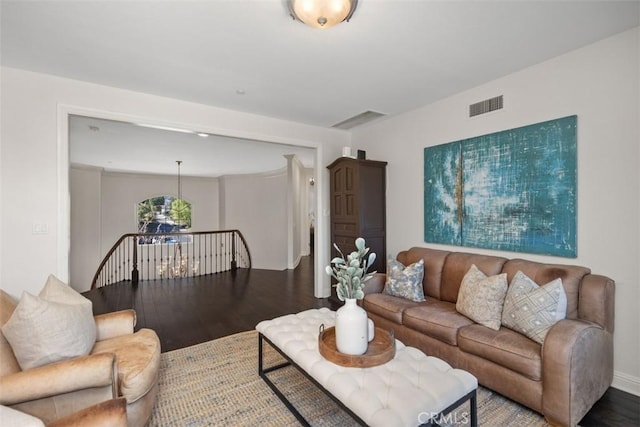 living room with hardwood / wood-style flooring