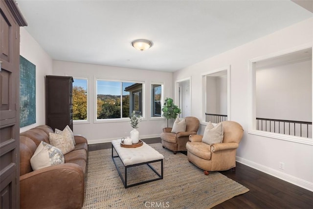 living room with hardwood / wood-style flooring