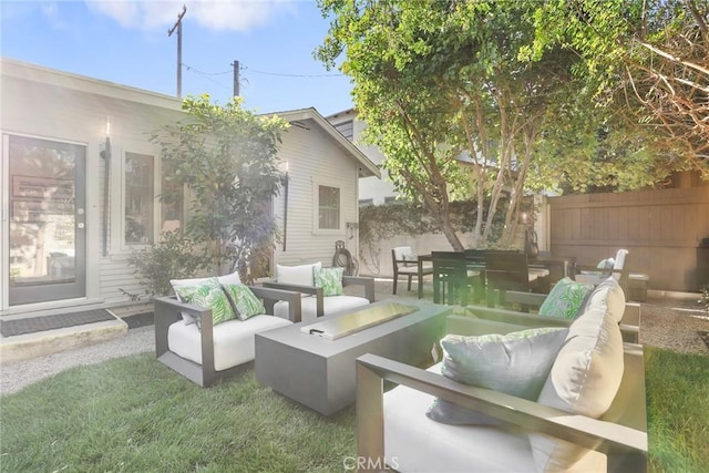 view of patio featuring an outdoor living space