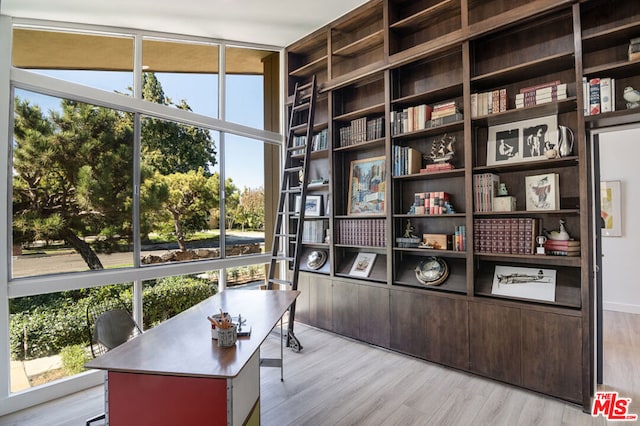 interior space with light hardwood / wood-style floors