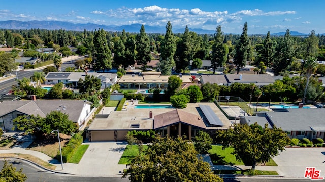 aerial view with a mountain view