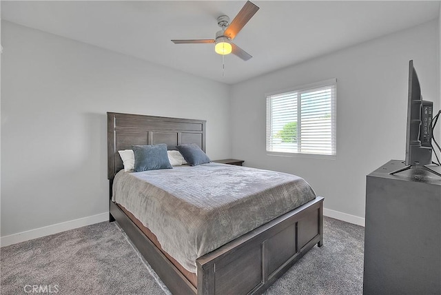 bedroom with carpet flooring and ceiling fan