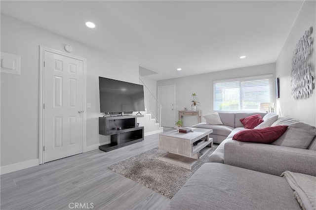 living room featuring light hardwood / wood-style floors