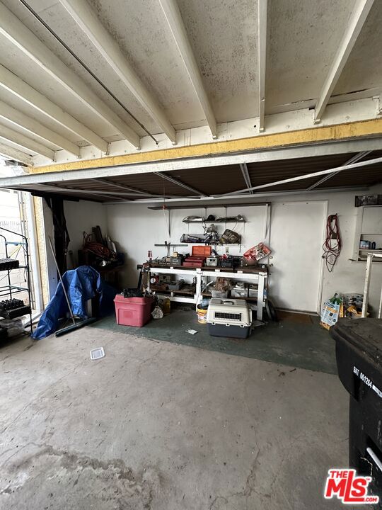 garage featuring a workshop area