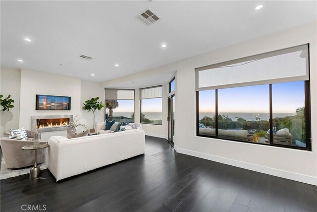 living room featuring dark hardwood / wood-style floors