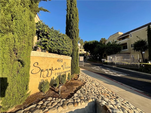 view of community sign