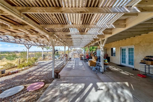 11507 Savage Ln, Apple Valley, CA 92308 - view of patio with french doors and a pergola
