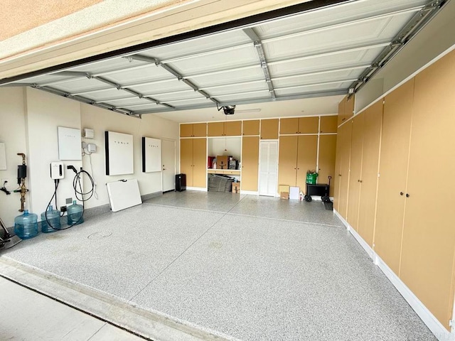 garage with a garage door opener