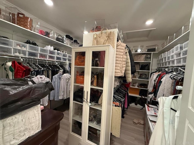 spacious closet featuring hardwood / wood-style flooring