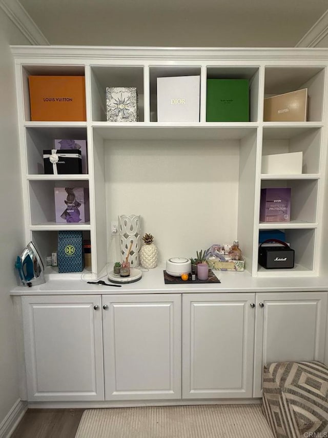 mudroom with crown molding