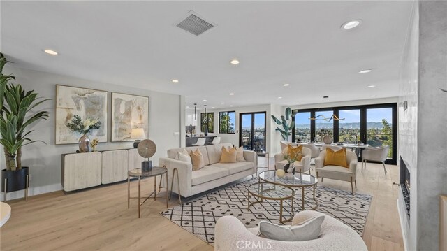 living room featuring light hardwood / wood-style flooring