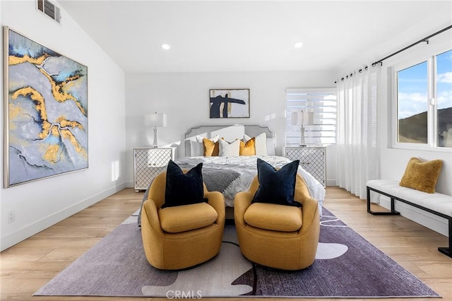 bedroom featuring light wood-type flooring