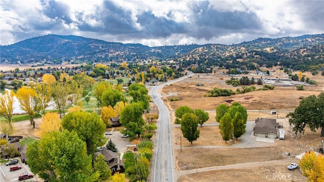 bird's eye view with a mountain view