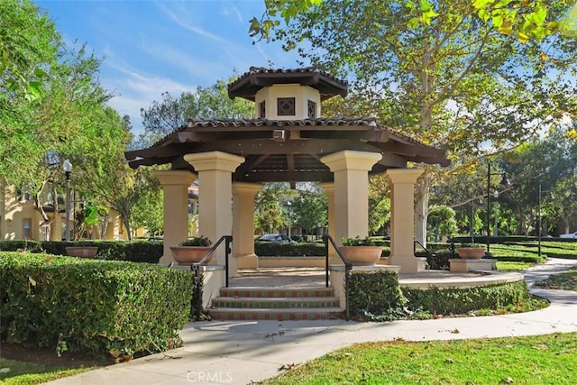 view of community with a gazebo