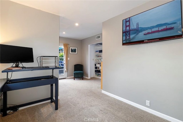 interior space with light colored carpet