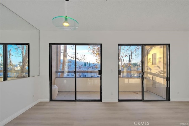 spare room with light hardwood / wood-style flooring