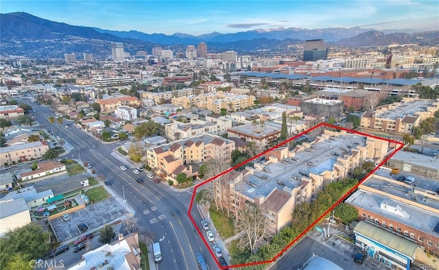 aerial view with a mountain view